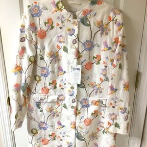 Madeleine Floral Embroidered Long Length Blazer, NWT, Size 16